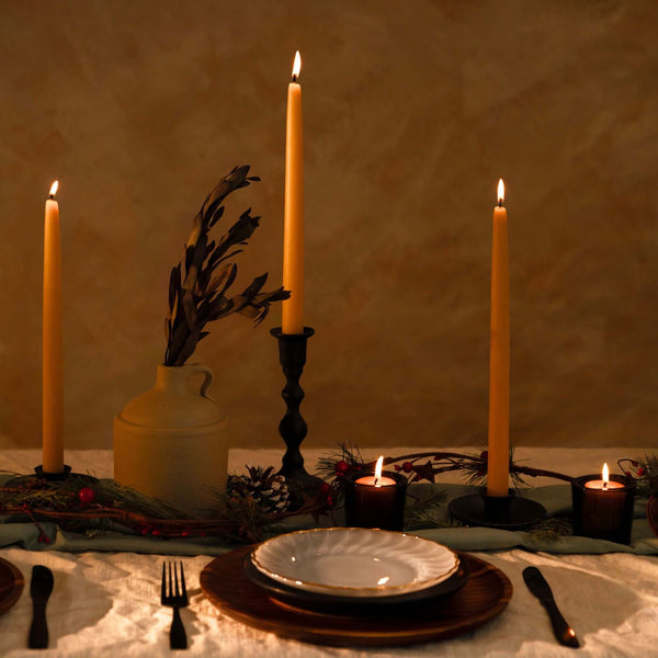 Hand-Dipped Beeswax Taper Candles - Bulk 4-Pair Bundle