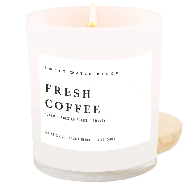 Fresh Coffee Soy Candle - White Jar - 11 oz