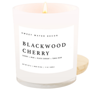 Blackwood Cherry Soy Candle - White Jar - 11 oz