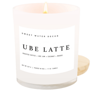 Ube Latte Soy Candle - White Jar - 11 oz