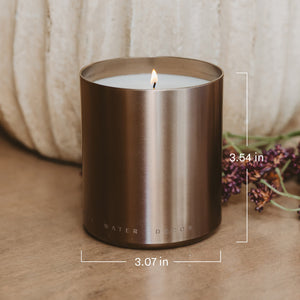 Warm and Cozy Soy Candle - Gold Metal Aluminum Jar - 10 oz