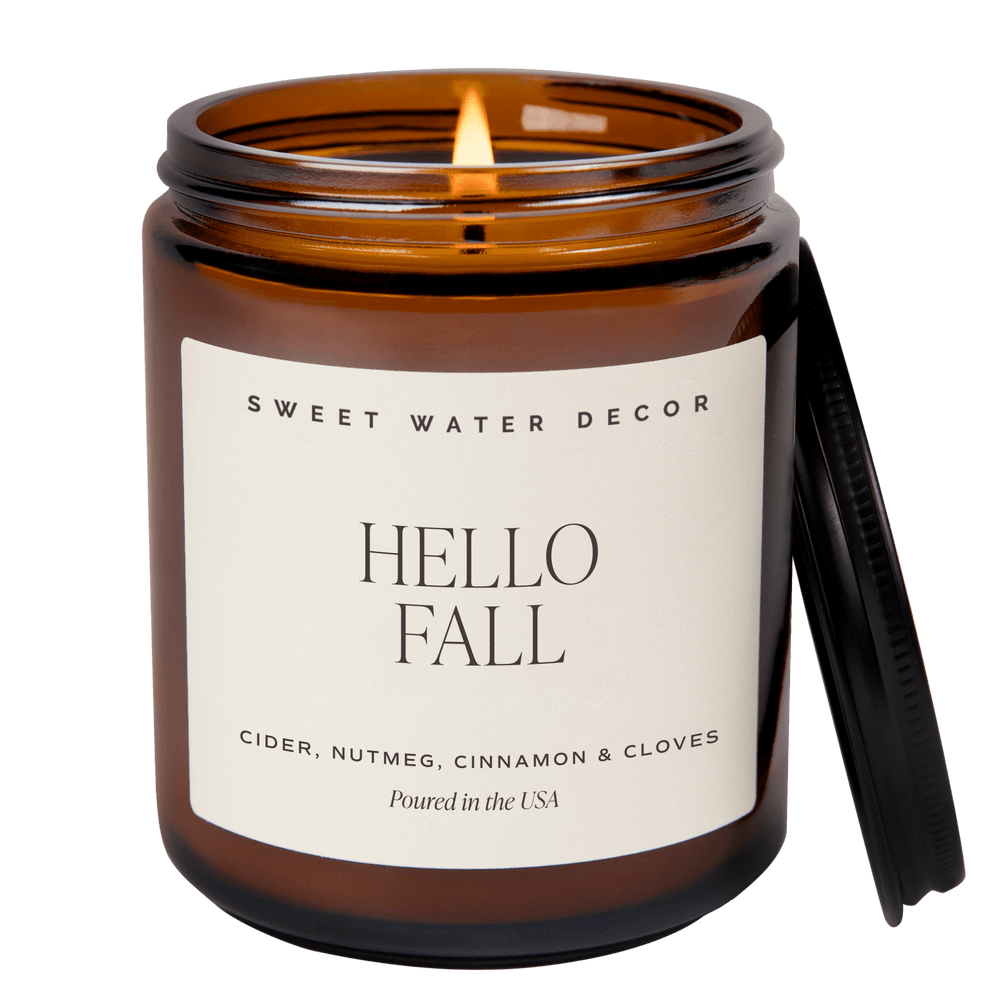 Hello Fall Soy Candle - Amber Jar - 9 oz