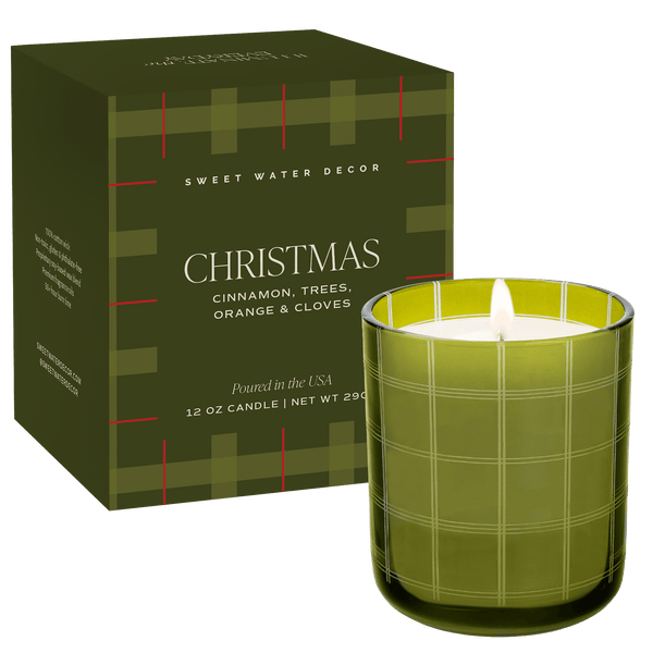 Christmas Soy Candle - Boxed Tinted Glass Jar - 12 oz