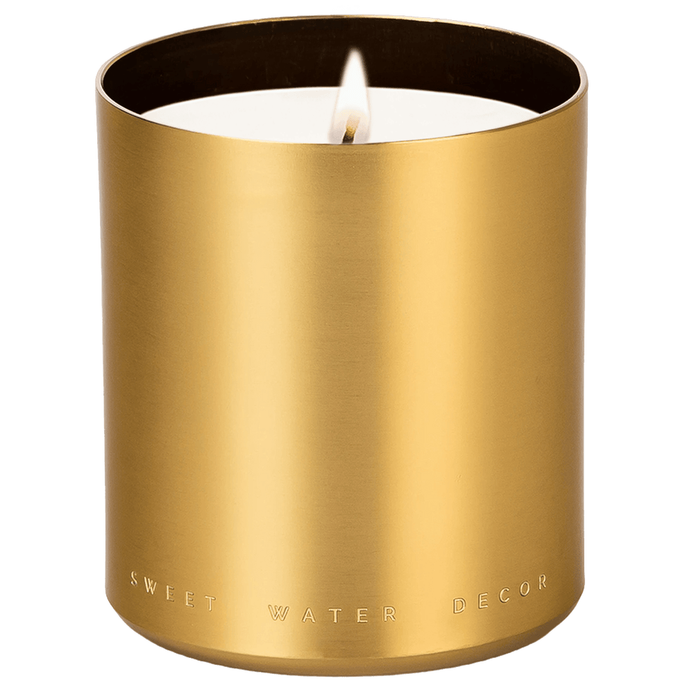 Warm and Cozy Soy Candle - Gold Metal Aluminum Jar - 10 oz
