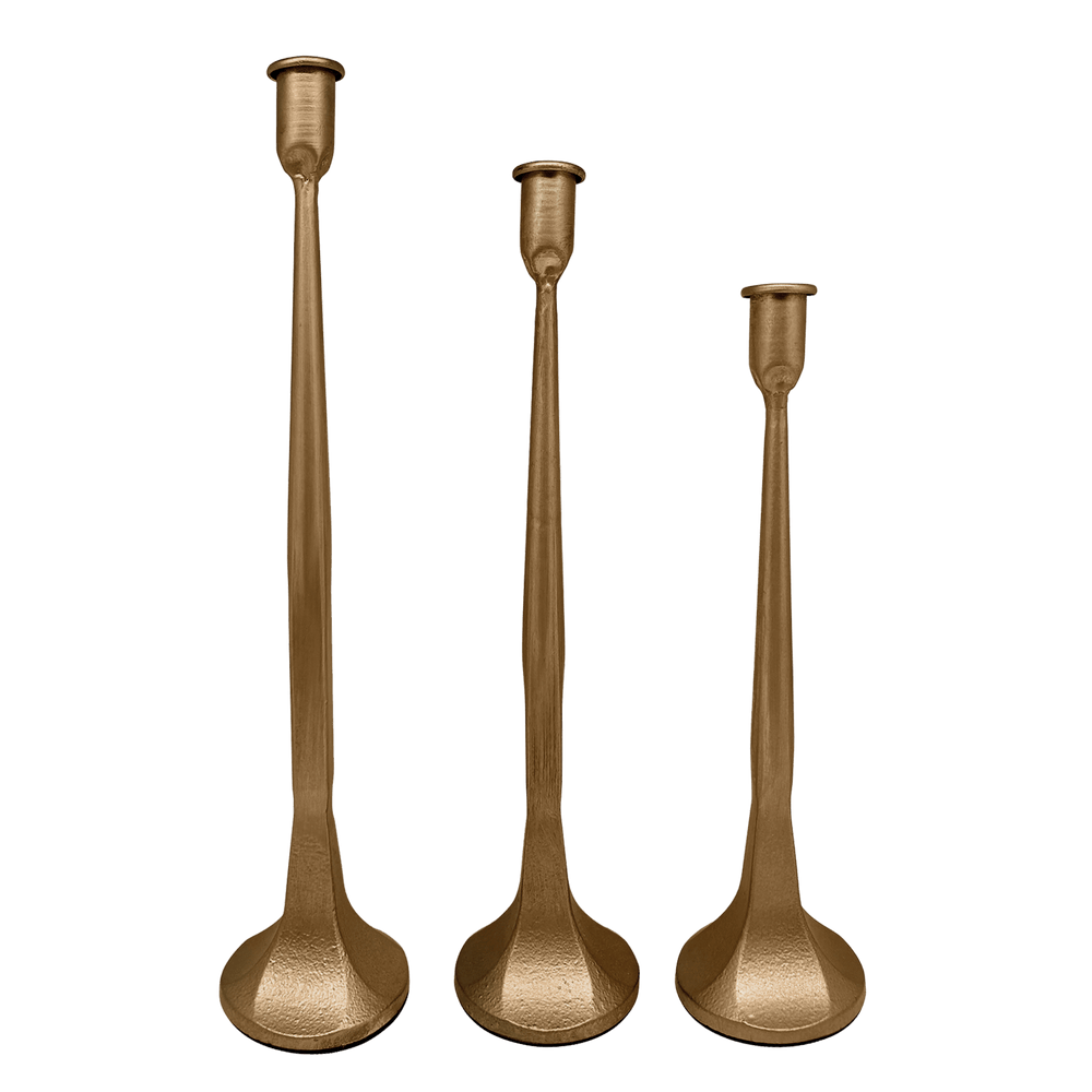 Gold Cast Iron Taper Candle Holders