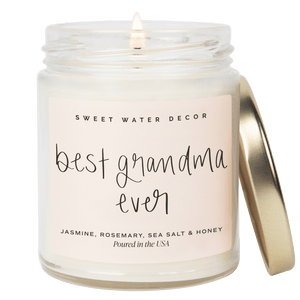 Best Grandma Ever Soy Candle - Clear Jar - 9 oz (Wildflowers and Salt)