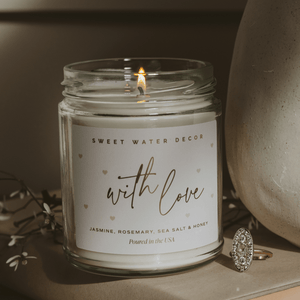 With Love Soy Patterned Candle - Clear Jar - 9 oz
