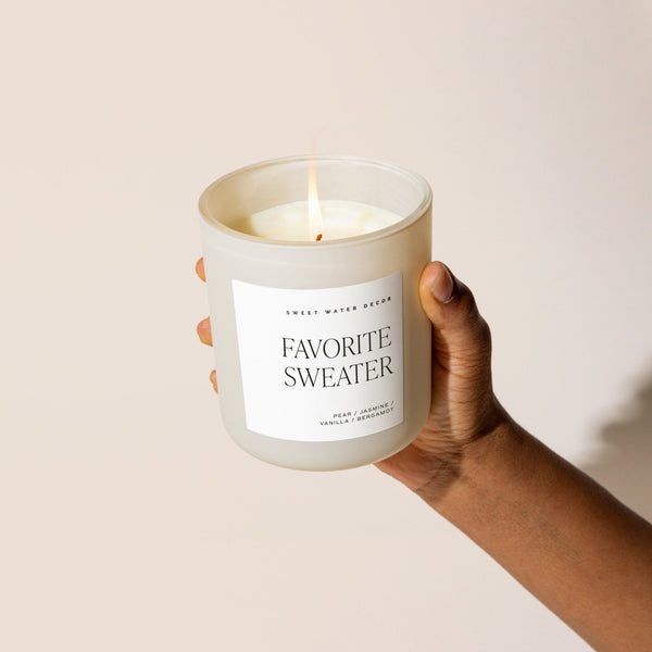 Favorite Sweater Soy Candle - Tan Matte Jar - 15 oz (Cashmere and Vanilla)