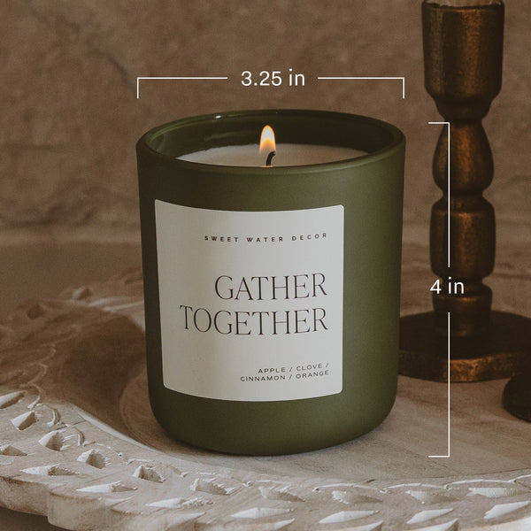 Warm and Cozy Soy Candle - Olive Matte Jar - 15 oz