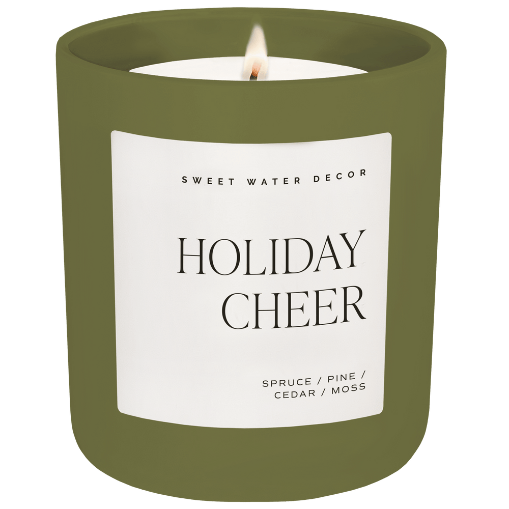 Holiday Cheer Soy Candle - Olive Matte Jar - 15 oz (Christmas Tree)