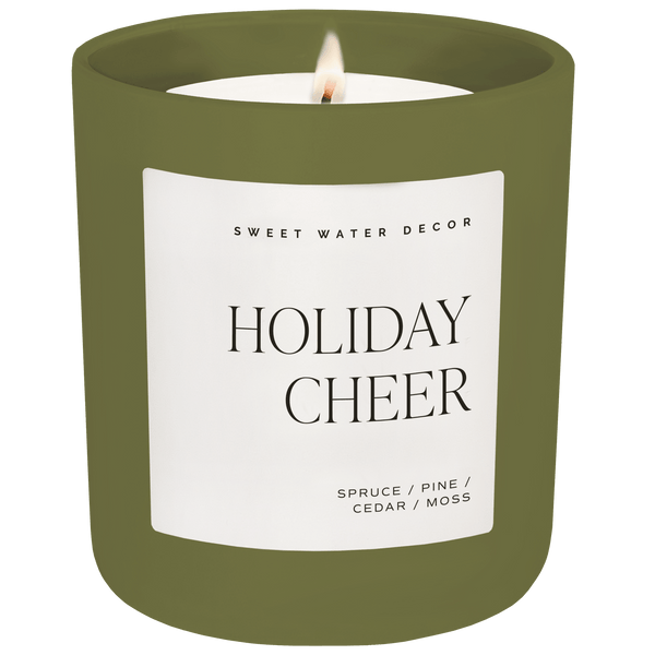 Holiday Cheer Soy Candle - Olive Matte Jar - 15 oz (Christmas Tree)