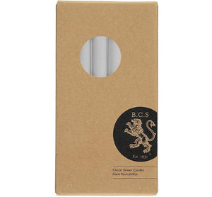 British Colour Standard 25cm / 10'' H Gull Grey Eco Dinner Candles, Gift Box of 6