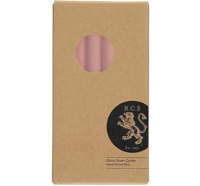 British Colour Standard 25cm / 10'' H Old Rose Eco Dinner Candles, Gift Box of 6