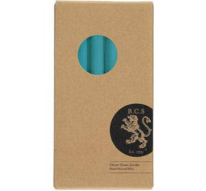 British Colour Standard 25cm / 10'' H Petrol Blue Eco Dinner Candles, Gift Box of 6