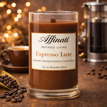 Espresso Luxe Wooden Wick Candle – Luxury 21 oz Soy Blend | Affinati