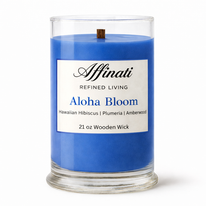 Aloha Bloom Wooden Wick Candle – Luxury 21 oz Soy Blend | Affinati