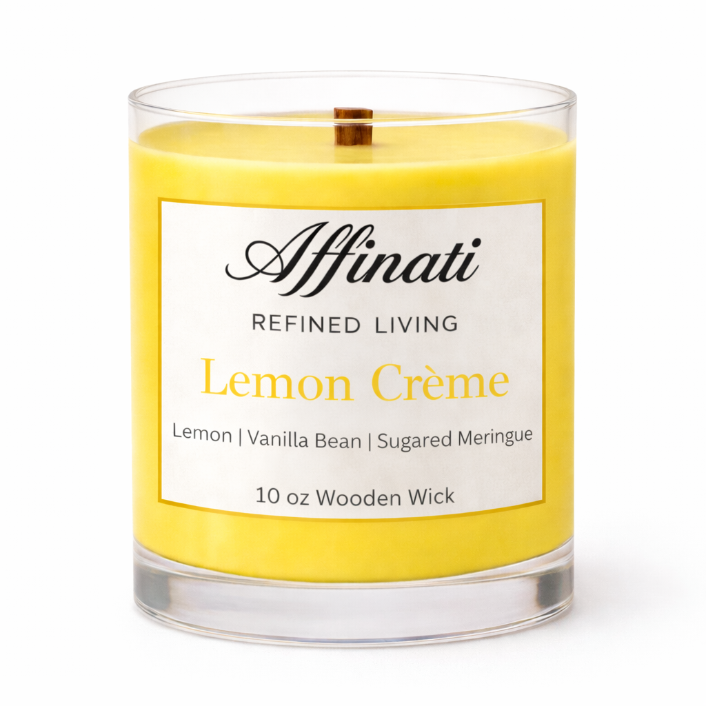 Lemon Creme Wooden Wick Candle – Luxury 10 oz Soy Blend | Affinati