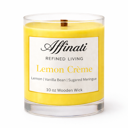Lemon Creme Wooden Wick Candle – Luxury 10 oz Soy Blend | Affinati