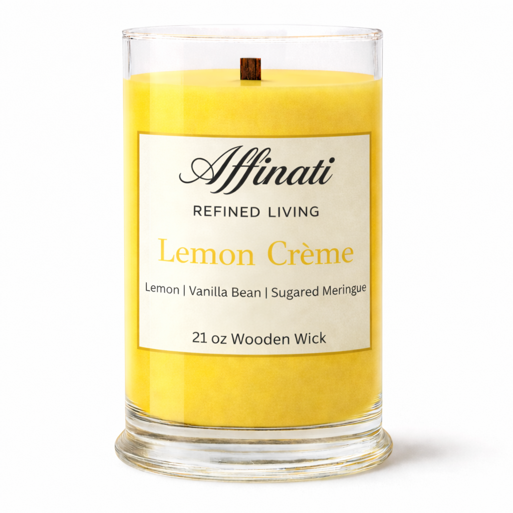 Lemon Creme Wooden Wick Candle – Luxury 21 oz Soy Blend | Affinati