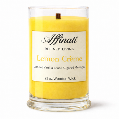 Lemon Creme Wooden Wick Candle – Luxury 21 oz Soy Blend | Affinati