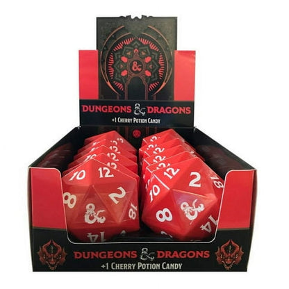 Dungeons and Dragons D20 +1 Cherry Potion Hard Candy, 1.2 Ounce Tin - 12 Count Display Box