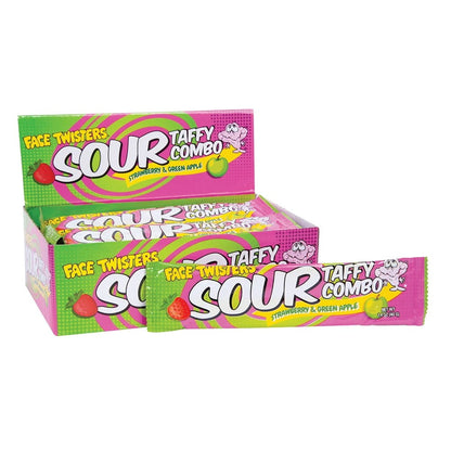 Face Twisters Sour Taffy Combo Bars, 1.4 Ounce Bars - 24 Count Display Box