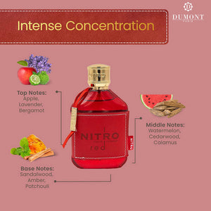 Dumont Nitro Red 3.4 Fl Oz Eau De Parfum for Men – Rich Fruity Woody Floral Fragrance – Luxurious Long Lasting Scent
