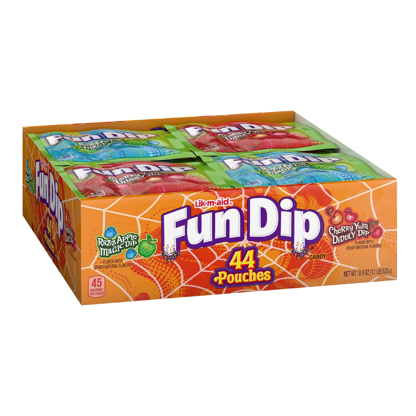 Fun Dip, Razz Apple Magic Dip & Cherry Yum Diddly, Halloween Candy, 18.9 Ounce Box, 44 Count