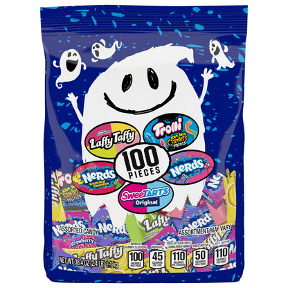 Ghost Goodies Halloween Candy Mixed Bag, SweeTARTS, Nerds, Trolli, Laffy Taffy, 38.4 oz Variety Mixed Bag, 100 Count