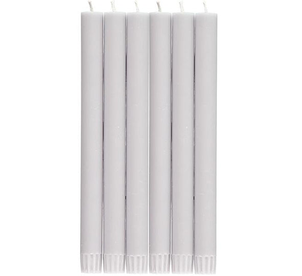 British Colour Standard 25cm / 10'' H Gull Grey Eco Dinner Candles, Gift Box of 6