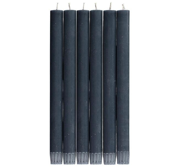 British Colour Standard 25cm / 10'' H Gunmetal Grey Eco Dinner Candles, Gift Box of 6