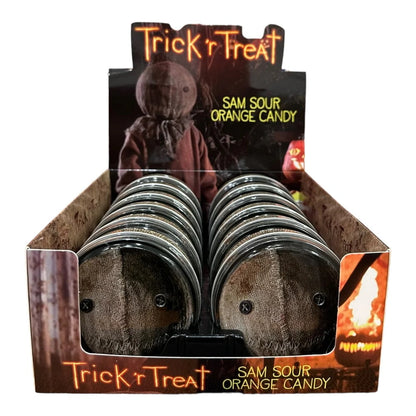 Halloween Trick 'r Treat Sam Sour Candy Tin - 12 Count Display Box