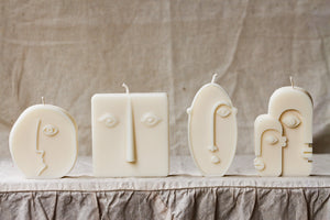 Abstract Face Candle Set, Modern Art Candles