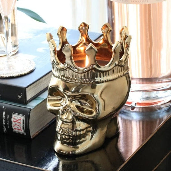 Gold Bonaparte Skull in Wood Charnel