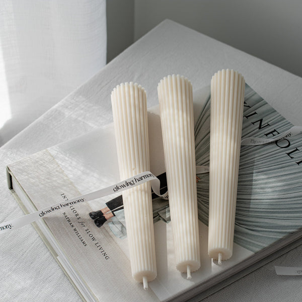 Ribbed Tower Candles- Set of two