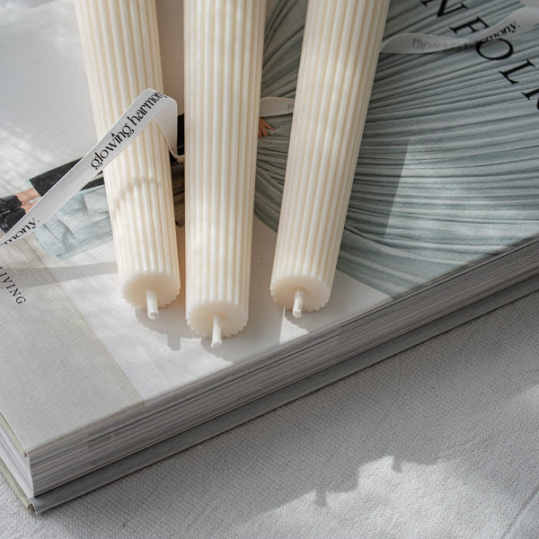 Ribbed Tower Candles- Set of two