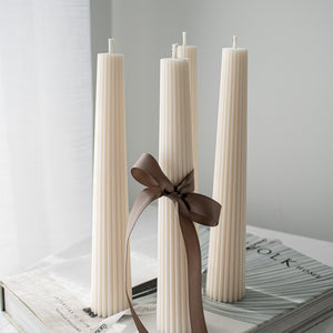 Ribbed Tower Candles- Set of two