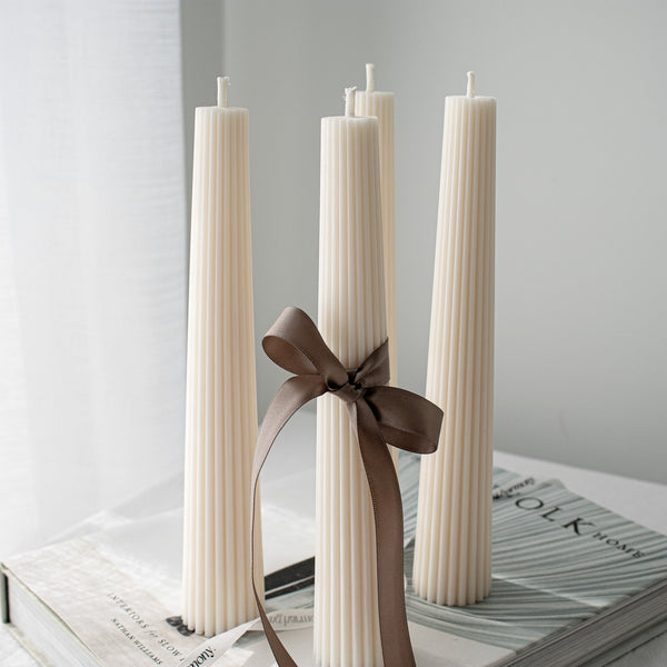Ribbed Tower Candles- Set of two