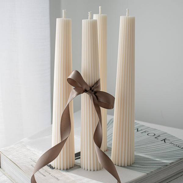 Ribbed Tower Candles- Set of two