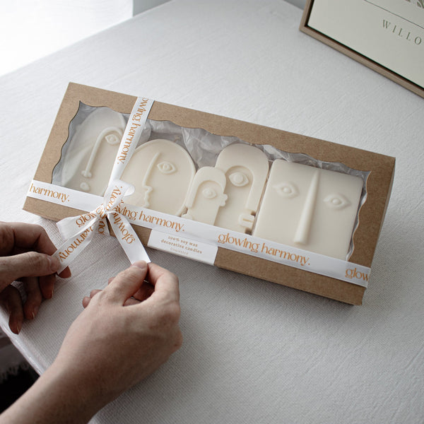 Abstract Face Candle Set, Modern Art Candles