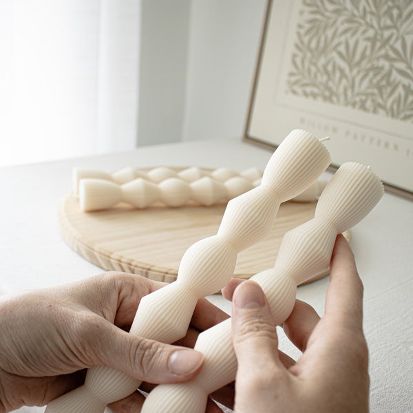 Ribbed Hourglass Taper Candles