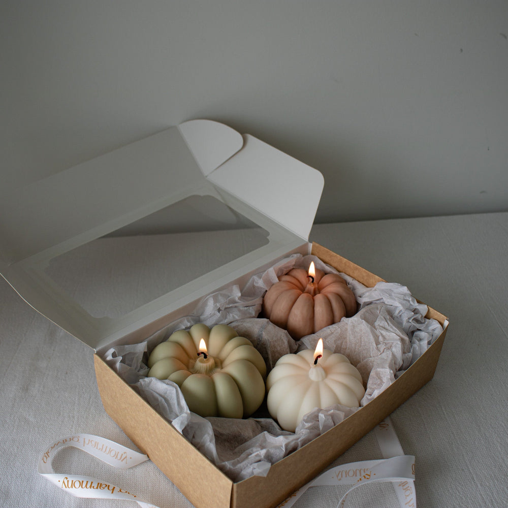 Pumpkin Candle Set in Gift Box, Autumn Pumpkin Candles
