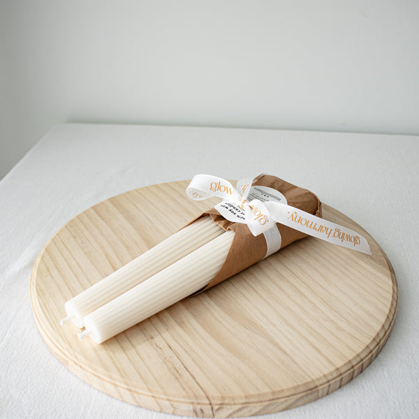 Ribbed Tower Candles- Set of two