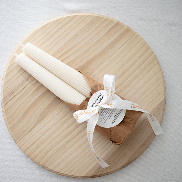 Ribbed Tower Candles- Set of two