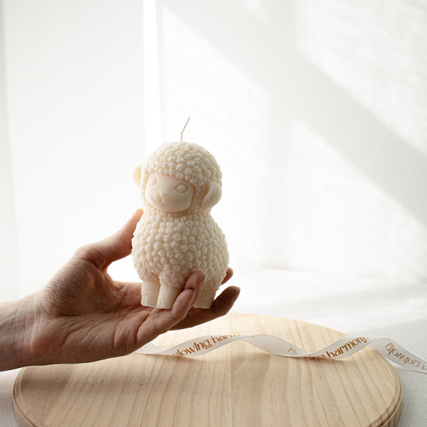 Easter Lamb Candle, Farmhouse Sheep Candle Decor