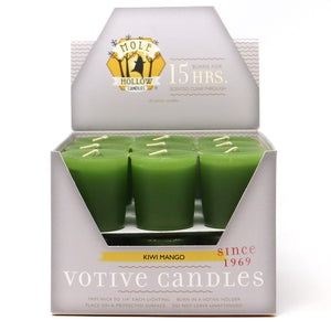 Mole Hollow Candles, Kiwi Mango Scented Votive Candles, 18 Votives Box