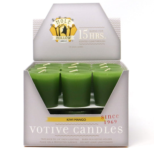 Mole Hollow Candles, Kiwi Mango Scented Votive Candles, 18 Votives Box