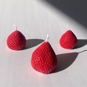 Large Strawberry Candles - 4 Pack