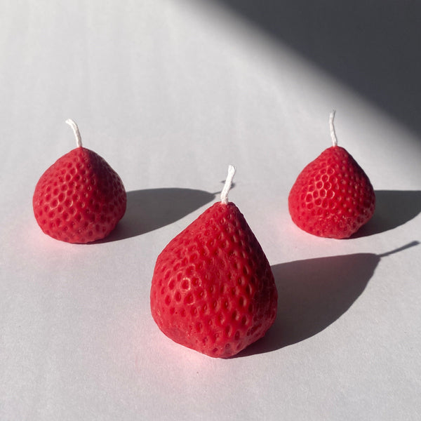 Large Strawberry Candles - 4 Pack