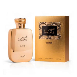 Rasasi Hawas Elixir Eau De Parfum Spray for Men 100 ML Original Arab Perfumes Lasting Oriental Pheromones Perfume Cologne 3.4 Oz